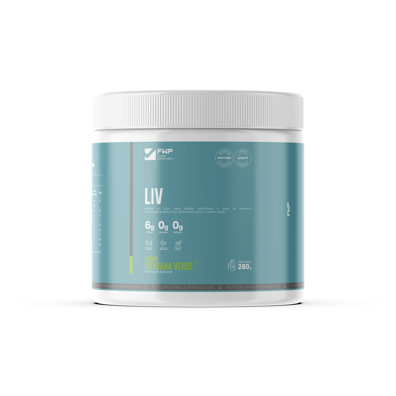 LIV sabor manzana verde de FWP Chile con fibra y probióticos