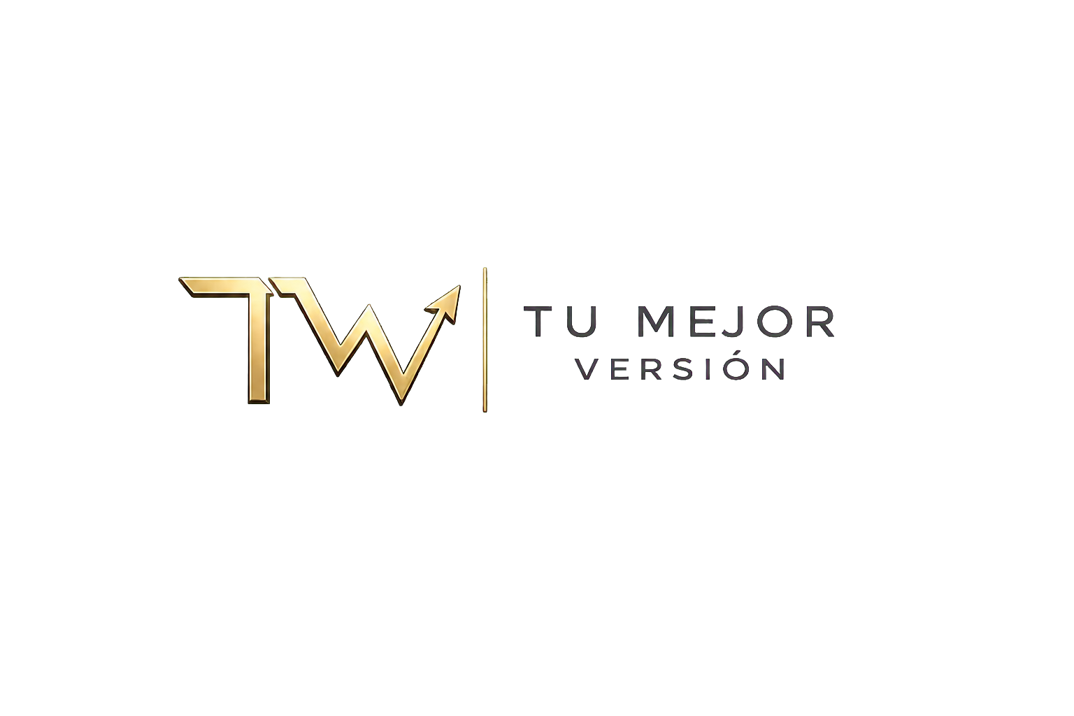 Logo Tu Mejor Versión con monograma dorado TMV